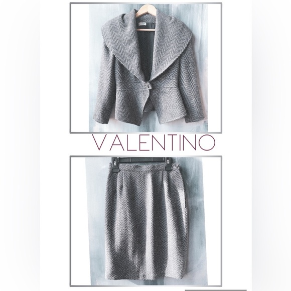 VTG VALENTINO Boutique Blazer Jacket and Skirt Wool Suit 2 Piece - Picture 1 of 13